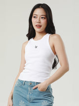 เสื้อกล้ามผู้หญิง คอลเลคชั่น LEE PINK ทรงตรง สีขาว