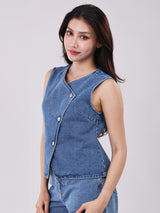 WOMEN'S DENIM VEST MID INDIGO