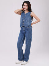 WOMEN'S DENIM VEST LIGHT INDIGO