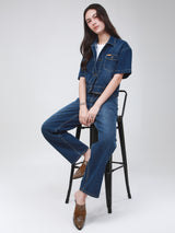 CROPPED FIT 101 COLLECTION WOMEN'S SHORT SLEEVE SHIRT MID INDIGO