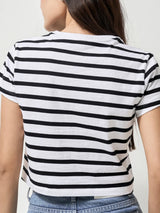 เสื้อยืดแขนสั้นผู้หญิง คอลเลคชั่น LEE PINK CROP FIT สีขาว