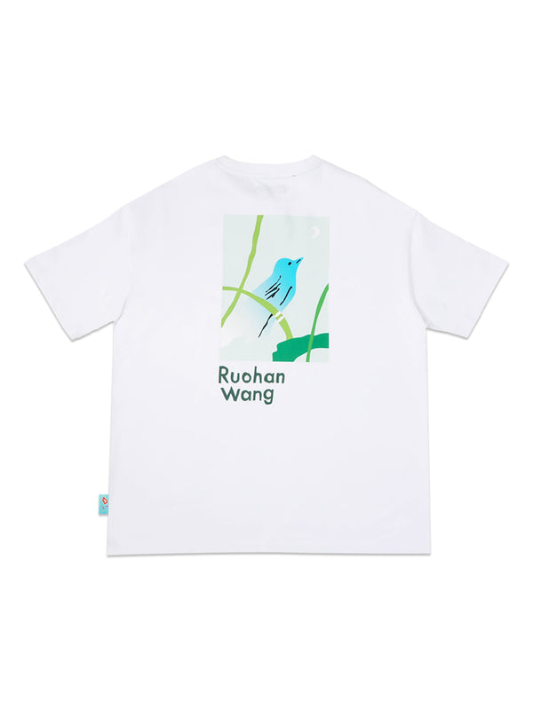 เสื้อยืดแขนสั้นผู้หญิง คอลเลคชั่น LEE X RUOHAN WANG OVERSIZE FIT สีขาว