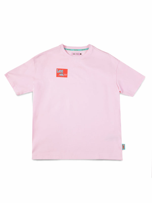 เสื้อยืดแขนสั้นผู้หญิง คอลเลคชั่น LEE X RUOHAN WANG OVERSIZE FIT สีชมพู