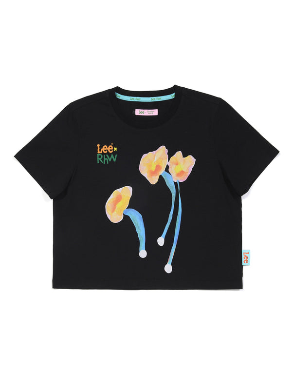 เสื้อยืดแขนสั้นผู้หญิง คอลเลคชั่น LEE X RUOHAN WANG CROPPED FIT สีดำ