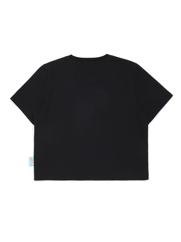 เสื้อยืดแขนสั้นผู้หญิง คอลเลคชั่น LEE X RUOHAN WANG CROPPED FIT สีดำ