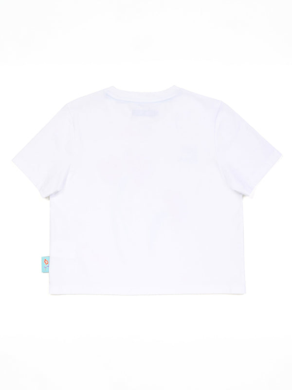 เสื้อยืดแขนสั้นผู้หญิง คอลเลคชั่น LEE X RUOHAN WANG CROPPED FIT สีขาว