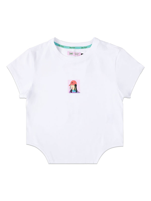 เสื้อยืดแขนสั้นผู้หญิง คอลเลคชั่น LEE X RUOHAN WANG CROPPED FIT สีขาว