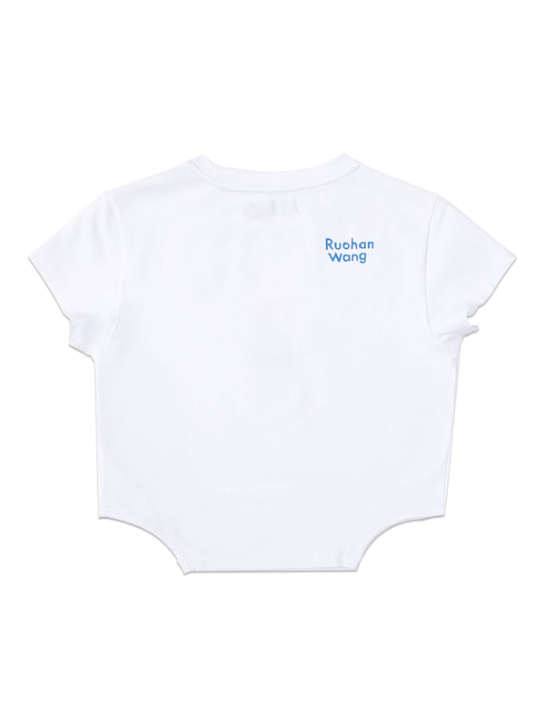 เสื้อยืดแขนสั้นผู้หญิง คอลเลคชั่น LEE X RUOHAN WANG CROPPED FIT สีขาว