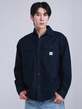 เสื้อเชิ้ตยีนส์แขนยาวผู้ชาย คอลเลคชั่น ON THE GO ทรงตรง สีกรมท่า