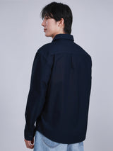 เสื้อเชิ้ตยีนส์แขนยาวผู้ชาย คอลเลคชั่น ON THE GO ทรงตรง สีกรมท่า