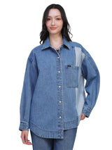 OVERSIZE FIT ON THE GO COLLECTION WOMEN'S LONG SLEEVE SHIRT MID INDIGO