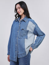 OVERSIZE FIT ON THE GO COLLECTION WOMEN'S LONG SLEEVE SHIRT MID INDIGO
