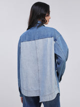 OVERSIZE FIT ON THE GO COLLECTION WOMEN'S LONG SLEEVE SHIRT MID INDIGO