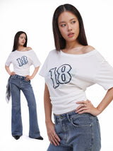 เสื้อยืดแขนสั้นผู้หญิง OVERSIZE FIT สีขาว
