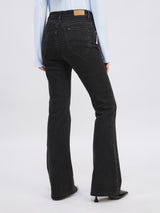 กางเกงยีนส์ผู้หญิง BOOTCUT FIT เอวสูง ทรงตรง-ขาม้า สีดำ