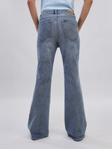 กางเกงยีนส์ผู้หญิง BOOTCUT FIT เอวสูง ทรงตรง-ขาม้า สียีนส์อ่อน