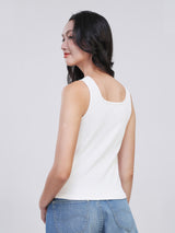 เสื้อกล้ามผู้หญิง คอลเลคชั่น ON THE GO SLIM FIT สีขาว