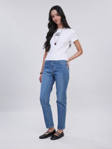 MOM FIT ON THE GO COLLECTION HIGH RISE MOM WOMEN'S JEANS LIGHT INDIGO