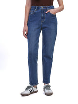 MOM FIT ON THE GO COLLECTION HIGH RISE MOM WOMEN'S JEANS MID INDIGO