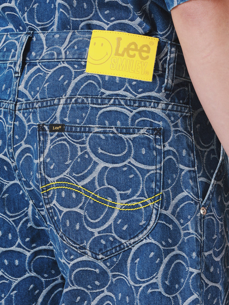กางเกงขาสั้นผู้ชาย คอลเลคชั่น LEE SMILEY สียีนส์กลาง