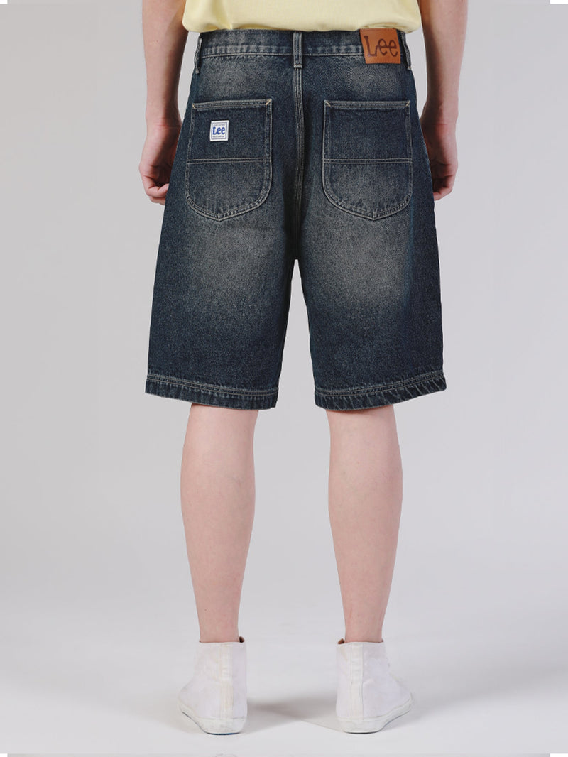 กางเกงขาสั้นผู้ชาย คอลเลคชั่น LEE SORT RELAXED FIT เอวกลาง ทรงกระบอกใหญ่ สีดำ