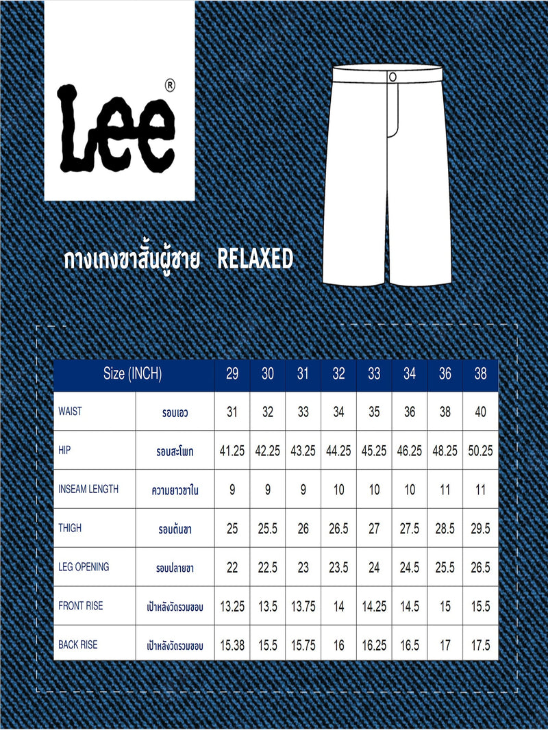 กางเกงขาสั้นผู้ชาย คอลเลคชั่น LEE SORT RELAXED FIT เอวกลาง ทรงกระบอกใหญ่ สีดำ