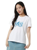 เสื้อยืดแขนสั้นผู้หญิง ทรงตรง สีขาว
