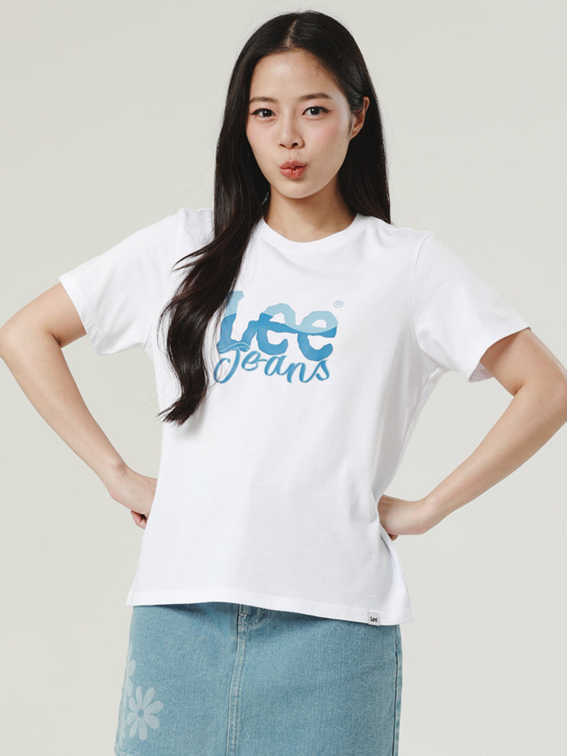 เสื้อยืดแขนสั้นผู้หญิง ทรงตรง สีขาว
