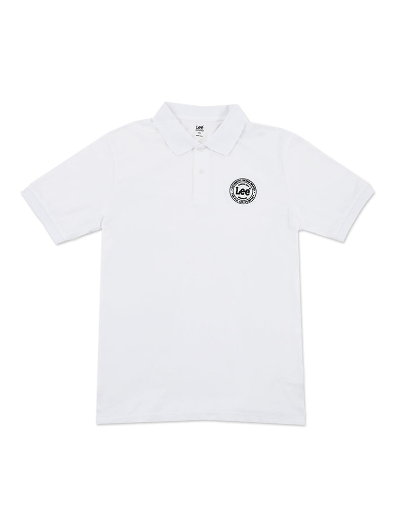 เสื้อยืดโปโลผู้ชาย ทรงตรง สีขาว
