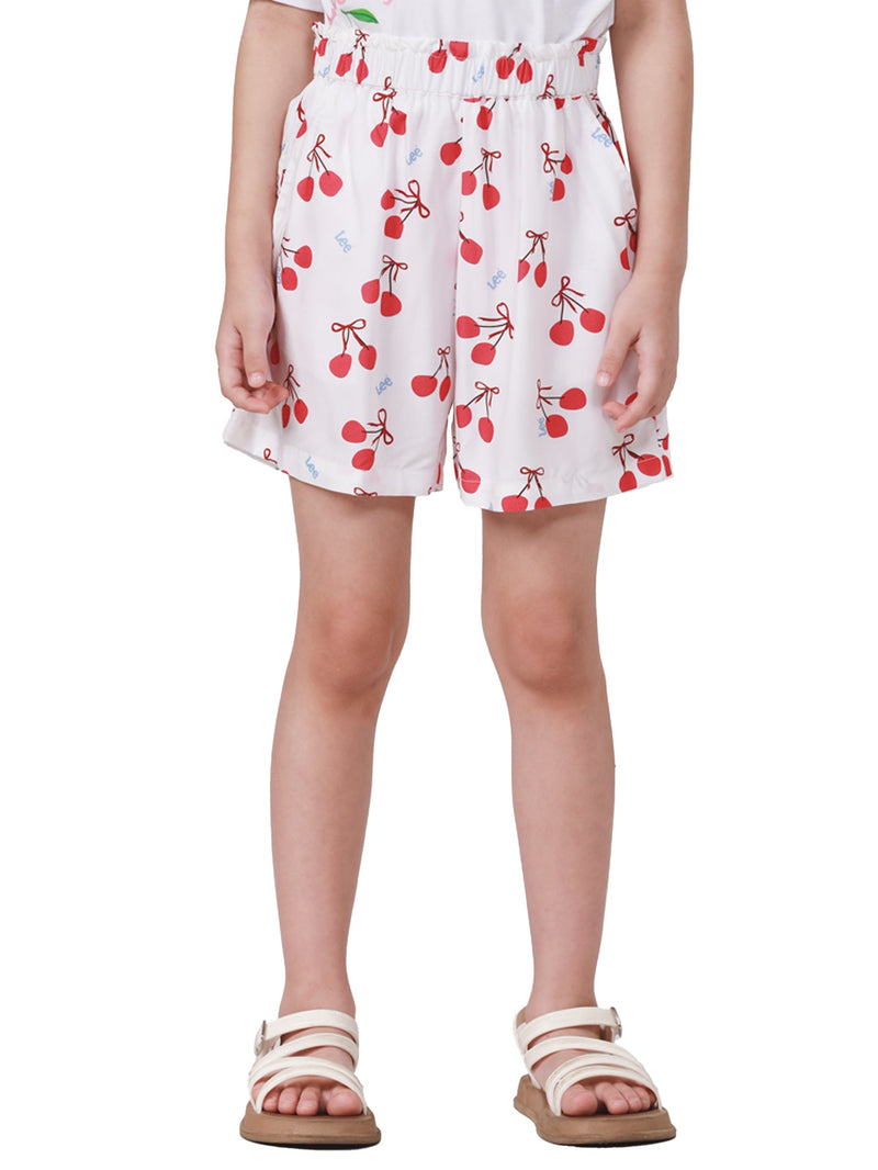 กางเกงขาสั้นเด็กผู้หญิง คอลเลคชั่น LEE FRESH เอวกลาง สีขาว