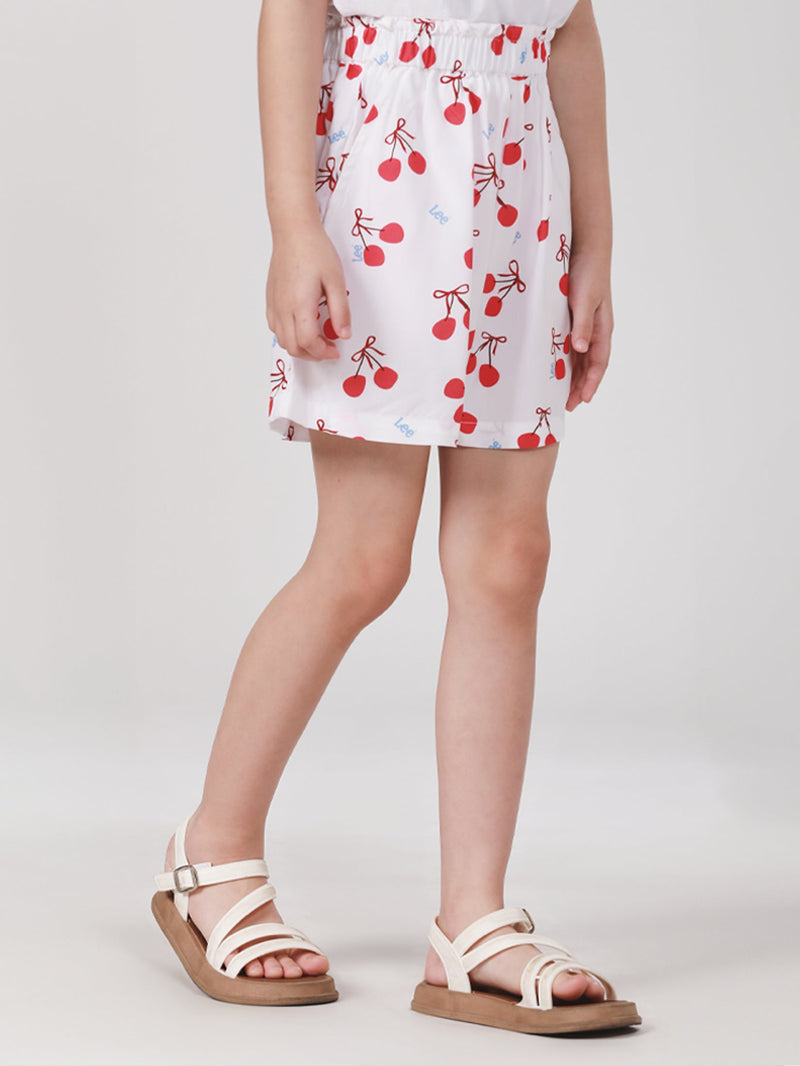 กางเกงขาสั้นเด็กผู้หญิง คอลเลคชั่น LEE FRESH เอวกลาง สีขาว