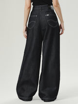 กางเกงยีนส์ผู้หญิง คอลเลคชั่น LEE PINK WIDE LEG FIT เอวสูง ทรงกระบอกใหญ่ สียีนส์เข้ม