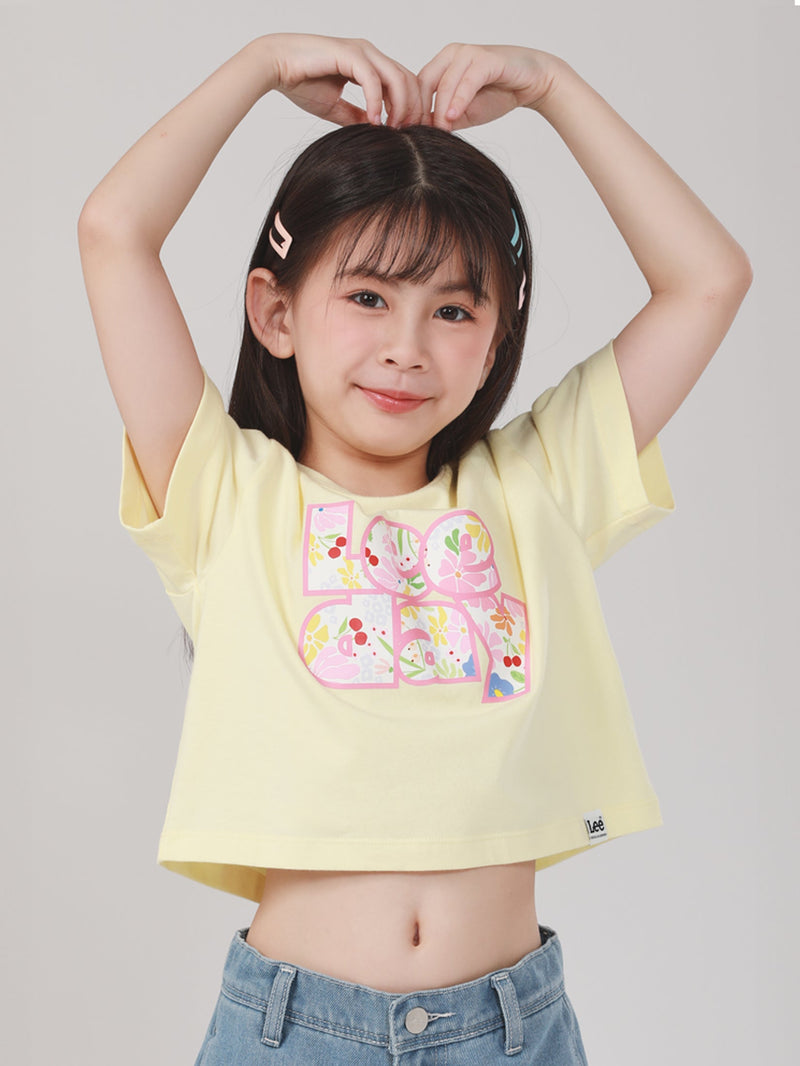 เสื้อยืดแขนสั้นเด็กผู้หญิง คอลเลคชั่น LEE FRESH CROPPED FIT สีเหลือง