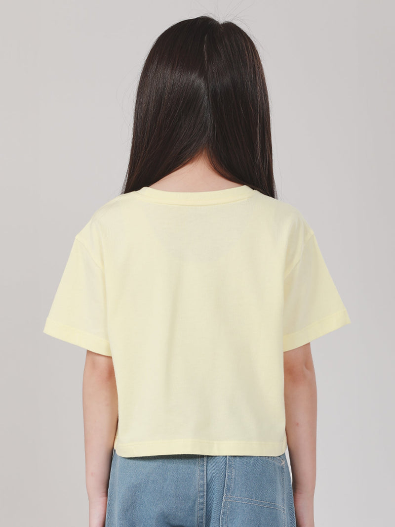 เสื้อยืดแขนสั้นเด็กผู้หญิง คอลเลคชั่น LEE FRESH CROPPED FIT สีเหลือง