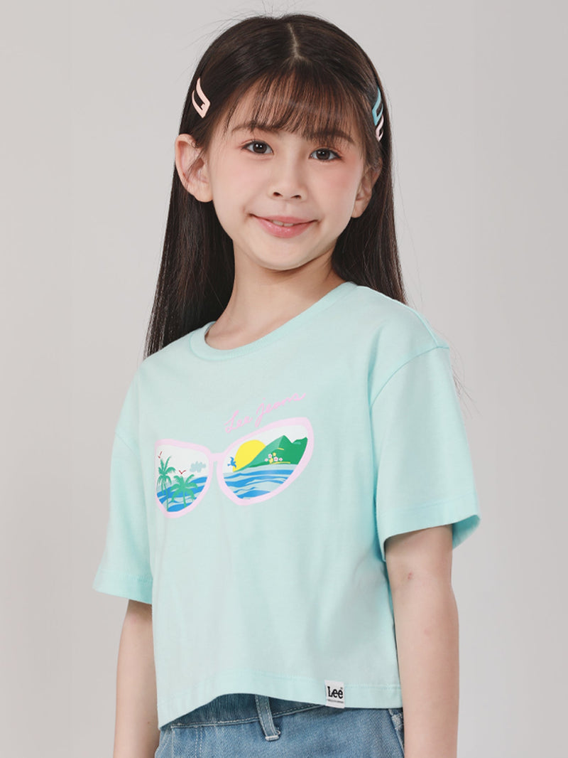 CROPPED FIT LEE FRESH COLLECTION GIRL'S TEE SHORT SLEEVE BLUE
