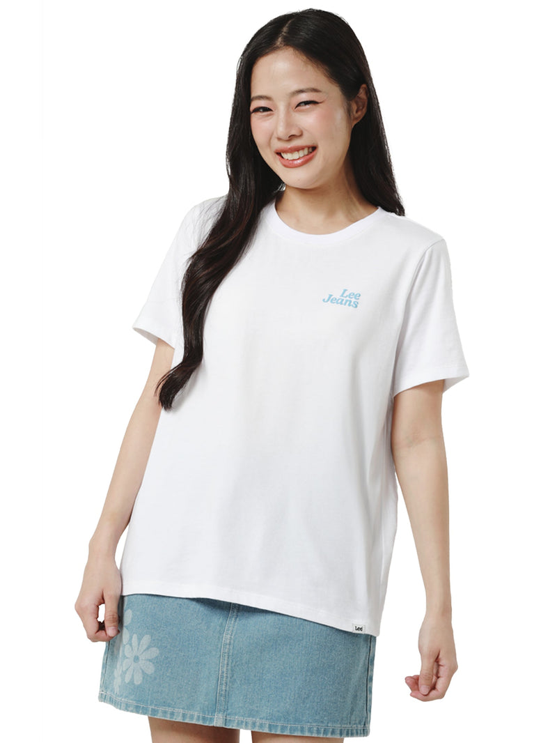 เสื้อยืดแขนสั้นผู้หญิง ทรงตรง สีขาว
