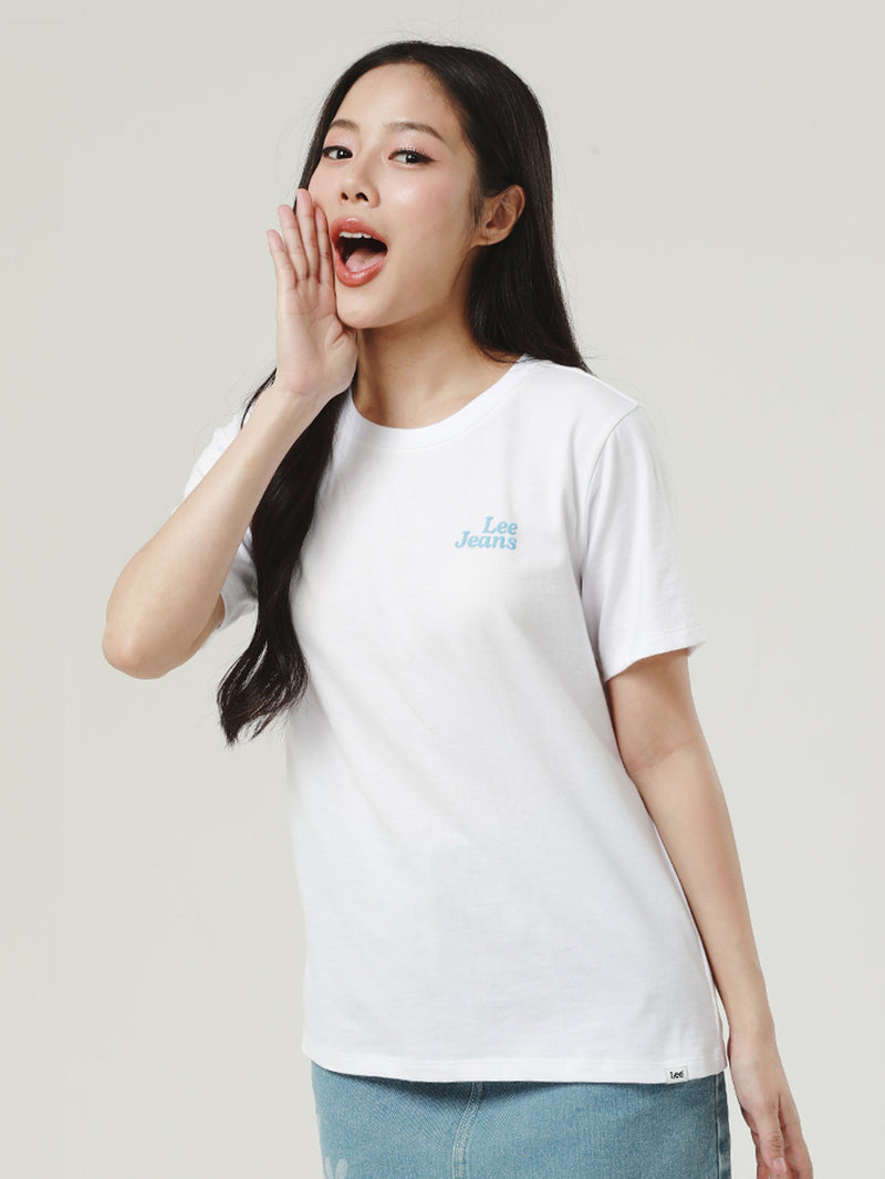 เสื้อยืดแขนสั้นผู้หญิง ทรงตรง สีขาว