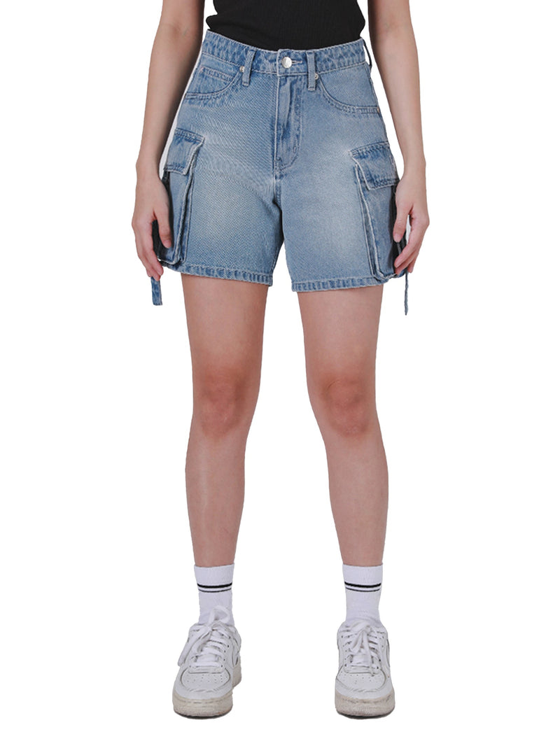 กางเกงขาสั้นผู้หญิง คอลเลคชั่น LEE PINK เอวกลาง ทรงตรง สียีนส์อ่อน