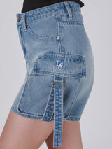 กางเกงขาสั้นผู้หญิง คอลเลคชั่น LEE PINK เอวกลาง ทรงตรง สียีนส์อ่อน