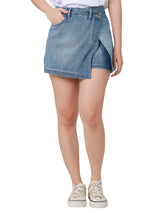 กระโปรงกางเกงขาสั้นผู้หญิง คอลเลคชั่น LEE PINK สียีนส์อ่อน