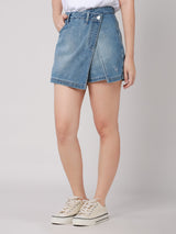 กระโปรงกางเกงขาสั้นผู้หญิง คอลเลคชั่น LEE PINK สียีนส์อ่อน