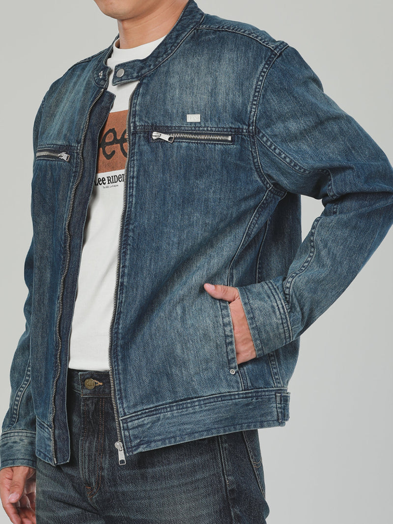 เสื้อแจ็คเก็ตยีนส์ผู้ชาย คอลเลคชั่น LEE SORT ทรงตรง สียีนส์กลาง