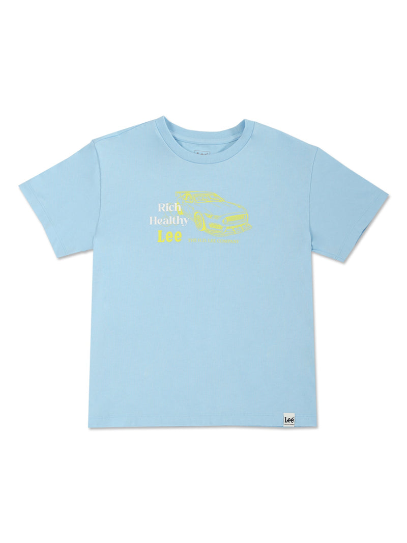 เสื้อยืดแขนสั้นเด็กผู้ชาย / เด็กผู้หญิง ทรงตรง สีฟ้า