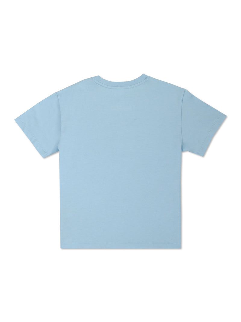 เสื้อยืดแขนสั้นเด็กผู้ชาย / เด็กผู้หญิง ทรงตรง สีฟ้า
