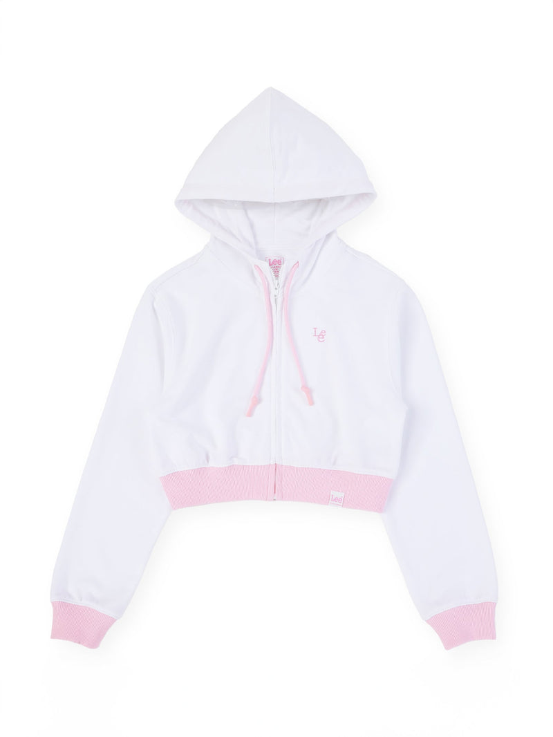 เสื้อฮู้ดดี้มีซิปเด็กผู้หญิง คอลเลคชั่น LITTLE PINK สีขาว