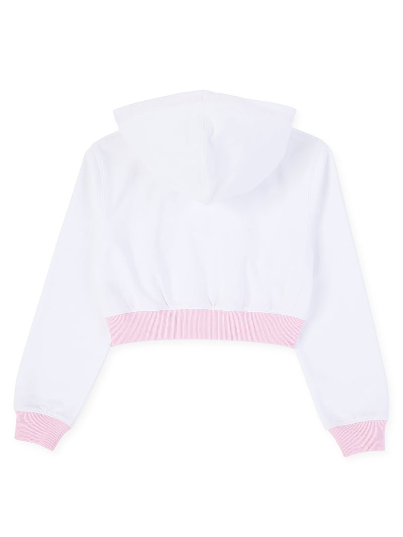 เสื้อฮู้ดดี้มีซิปเด็กผู้หญิง คอลเลคชั่น LITTLE PINK สีขาว