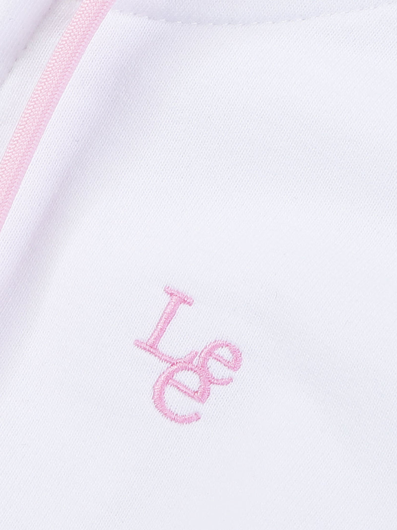 เสื้อฮู้ดดี้มีซิปเด็กผู้หญิง คอลเลคชั่น LITTLE PINK สีขาว