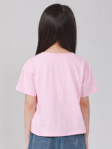 เสื้อยืดแขนสั้นเด็กผู้หญิง คอลเลคชั่น LITTLE PINK CROP FIT สีชมพู