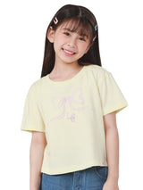 เสื้อยืดแขนสั้นเด็กผู้หญิง คอลเลคชั่น LITTLE PINK CROP FIT สีเหลือง