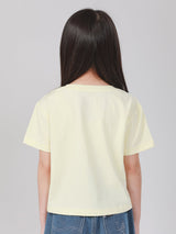 เสื้อยืดแขนสั้นเด็กผู้หญิง คอลเลคชั่น LITTLE PINK CROP FIT สีเหลือง